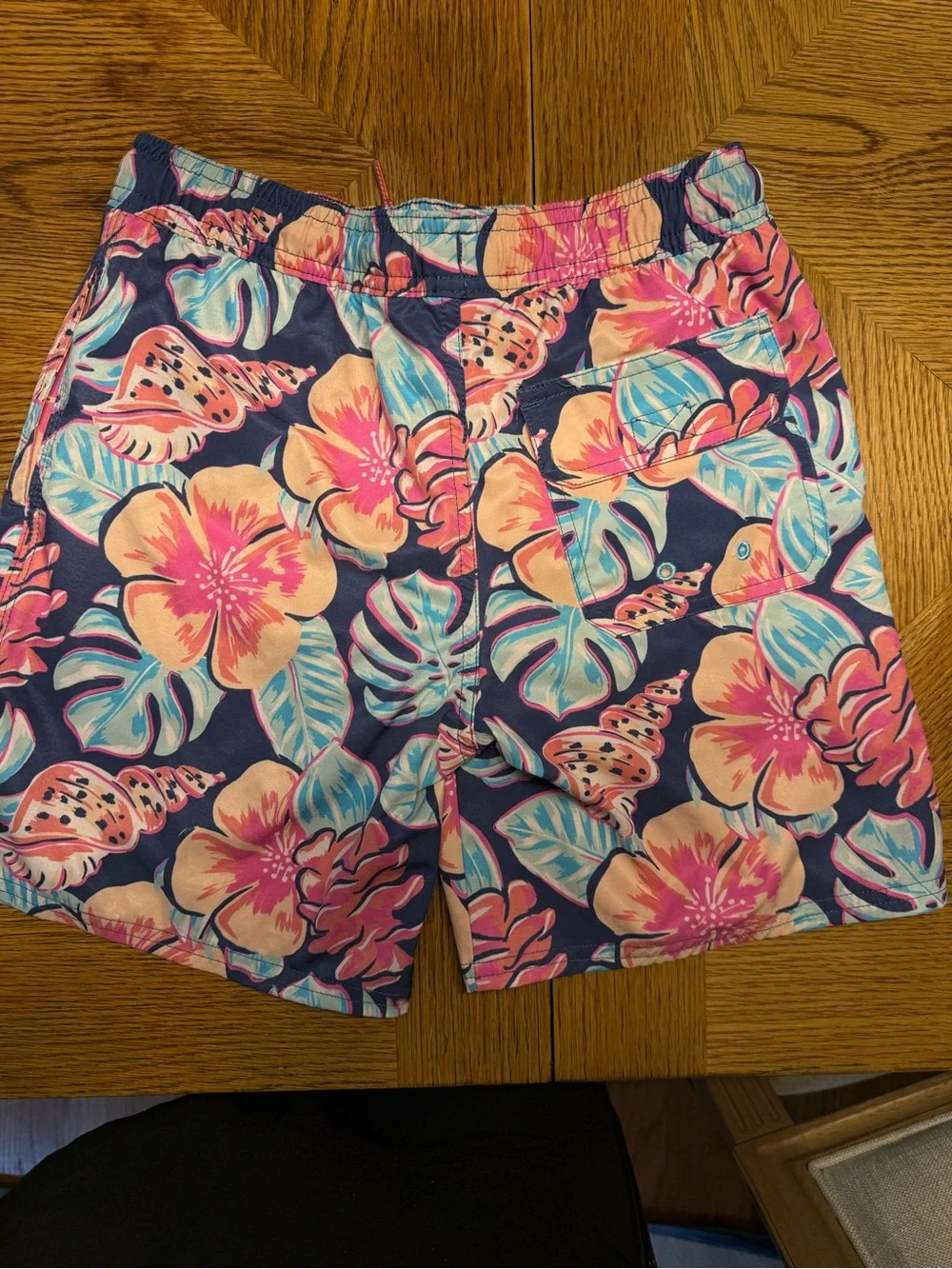 Vineyard Vines Navy Swim Shorts with Pink & Coral Floral Print